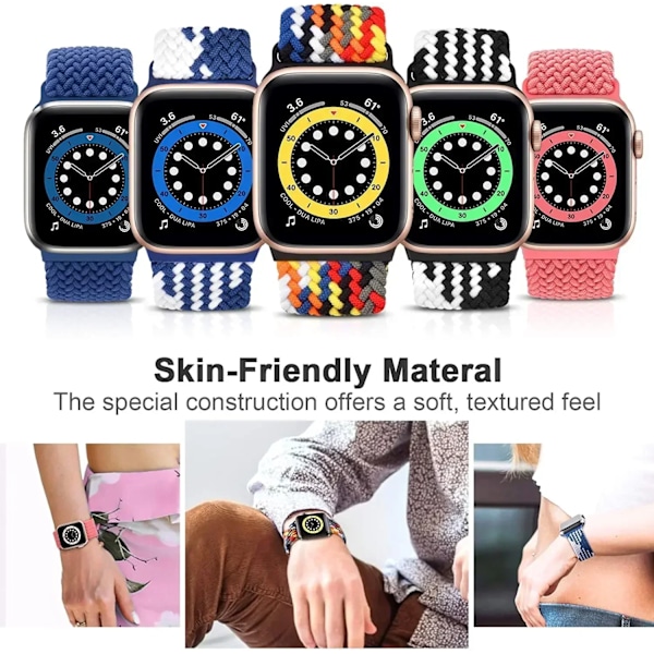 Flätat Loop-armband för Apple Watch Rem 46mm 44mm 40mm 45mm 41mm 42mm Ultra 49mm Elastiskt Armband IWatch Serie 10 9 8 7 6 SE 5 space grey 38-40-41mm-S10-42mm