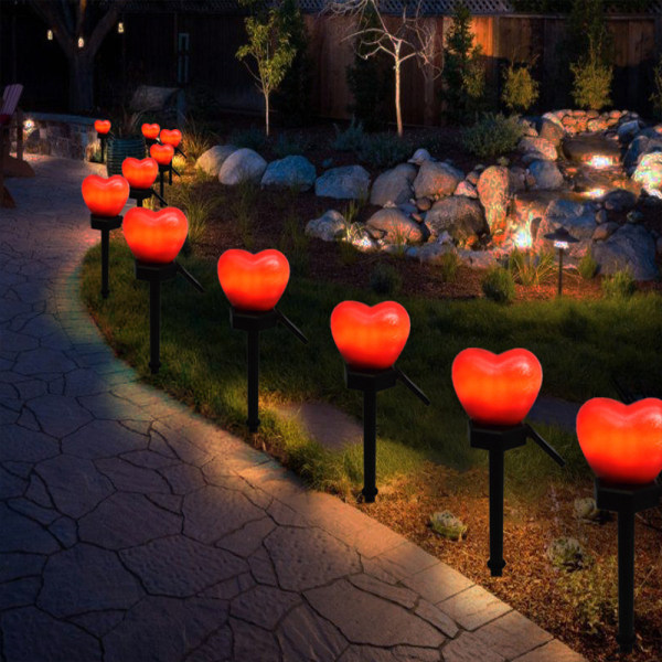 Solar Stake Lights Landskap Trädgård LED hjärtljus för trädgård single pack pink