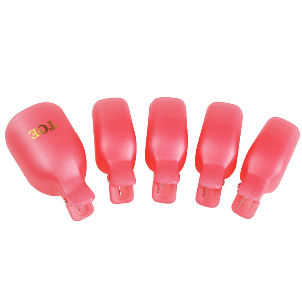 5 st plastfot tå nail art blötläggande cap Clip UV Gel Polish Remover Wrap Tool transparent