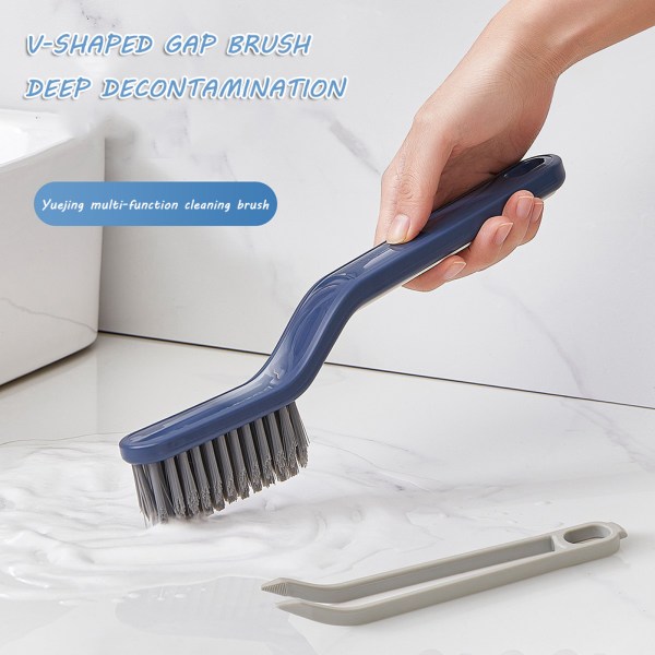 Multipurpose Crevice Brush 2-I-1 Badrumsrengöringsborste med Clip Corner Cleaning Tools white