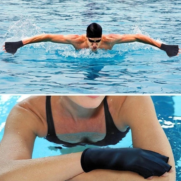 Fingerlösa vävda simhandskar Vattentålig dykning Hand Web Simträningshandskar l purple