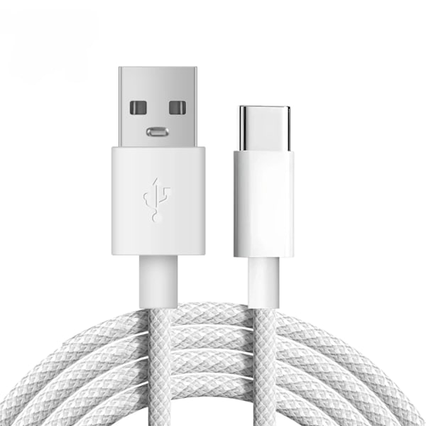 För iPhone 16 15 Pro Max iPad USB Typ C Flätad Dataöverföringslina 120W Snabbladdning Laddarkabel USB-C Sladd WHITE 2m