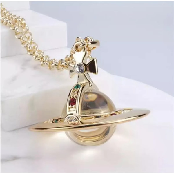 Vivienne Westwood Saturn UFO hänge halsband gold