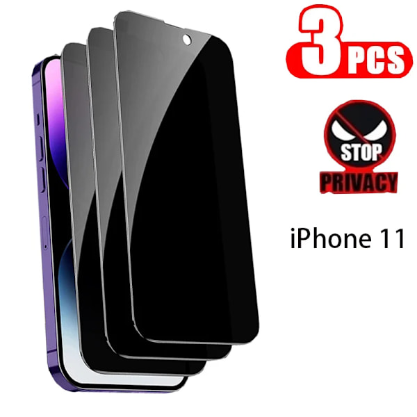 NNBILI 3-pack Skärmskydd med Sekretessfilter Passar IPhone 16 15 14 13 12 PRO MAX Sekretesskydd Passar IPhone 11 PRO XS iPhone 11 3pcs