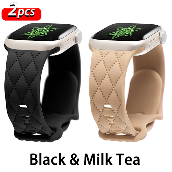Nytt silikonarmband för Apple Watch Band 41mm 40mm 45mm 44mm 49mm 46mm 42mm armband iwatch ultra 2 series 10 SE 9 8 7 6 5 band Black-Milk Tea 42(S10) 41 40 38 mm