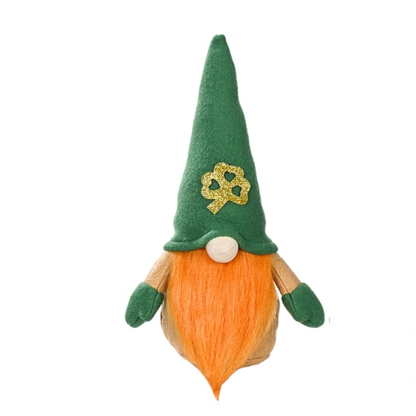 Irish Festival Ansiktslös Gnome Doll Söt mjuk plyschleksak Lucky Green Holiday Desktop b