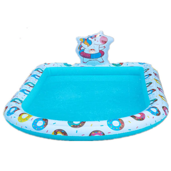 Uppblåsbara vattenförsörjning pool Tecknad djur Donut fontän barn simning blue