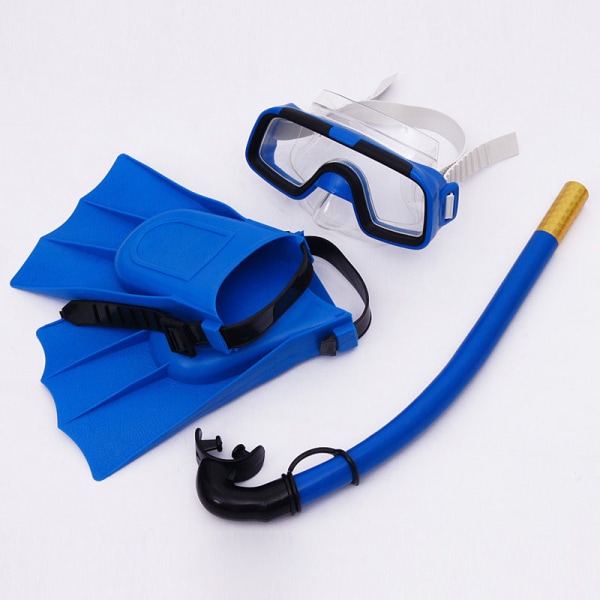 Set för barn Anti-dimma Simglasögonmasker Snorkelfenor Kit för barn blue