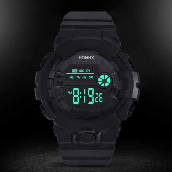 Vattentät Digital Unisex watch LED-kalenderklockor Tillbehör för barn black