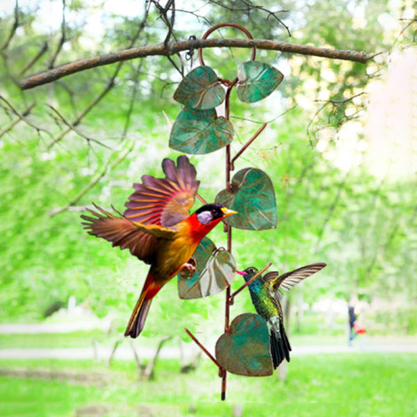 Birdie Fruit Feeder Metall Fågelmatare Utomhushängande matningsverktyg med blad default