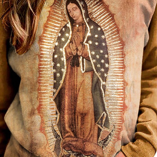 Dam Original av Our Lady of Guadalupe Jungfru Maria Sweatshirt långärmad topp m