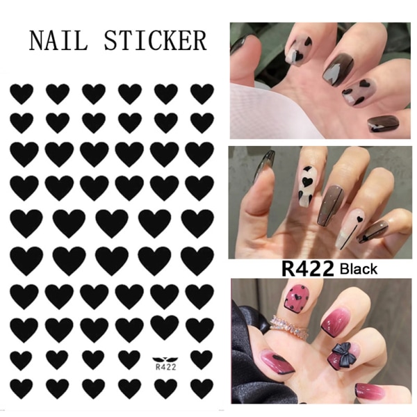 Fascinerade vita nagelklistermärken Red Heart Nail Stickers Mans Star Nail Applique 6