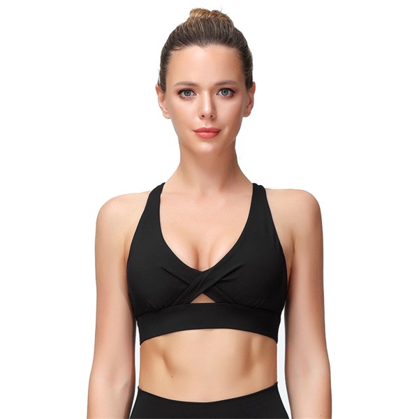 Women's Yoga Crop Top Sports BH Träningssport BH för tjejer med ventilerande kupor black l