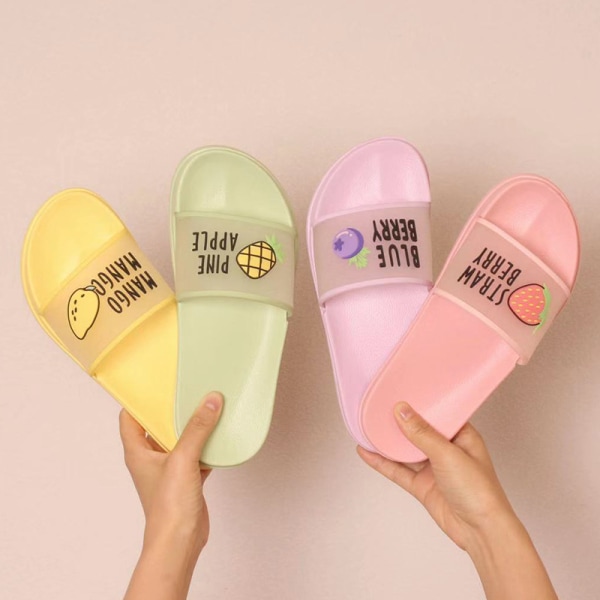 Summer Slippers Shoes Women Cute Fruit Jelly Color Transparent Open Toe Flip Flops green 36