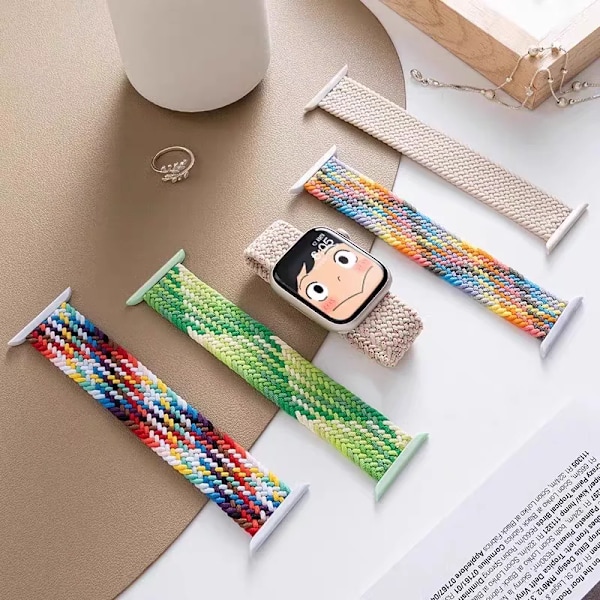 Armband för Apple Watch Series 10 46mm 42mm 9 7 8 5 SE 6 44mm 45mm 40mm 38 41mm Ultra2 49mm armband correa Flätad Solo Loop Rem Lake Green 38 40 41 S10-42mm-XS