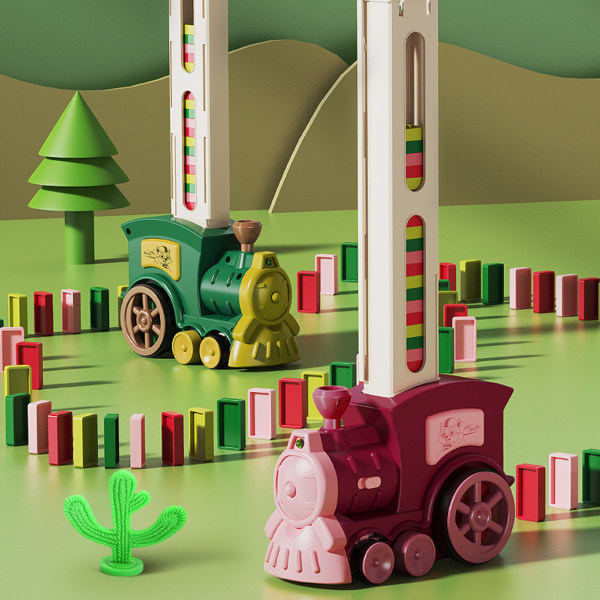 Domino Train Toy Set för barn Domino Blocks Toy green