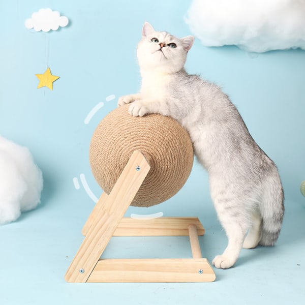Cat Scratcher Toy Rädda dina möbler Slitstark Sisal Board Skrapande Roterbar Ball för Cat Kitten Ny v type l