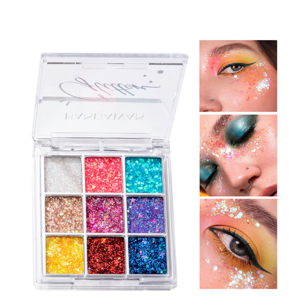9 färger makeup glitter paljetter Lysande iriserande självhäftande paljetter för Halloween Party Makeup 1