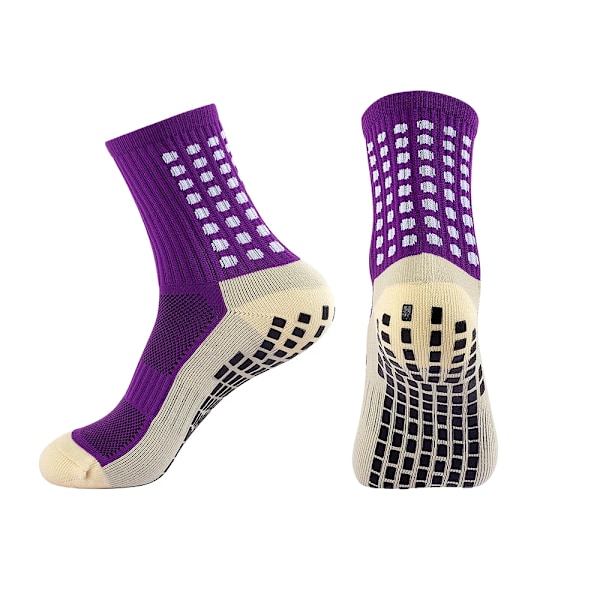 MagiMobo Grip Fotbollsstrumpor Limdispenser Herr Mellanhöga Strumpor Halkfria Löparstrumpor Sportstrumpor PURPLE