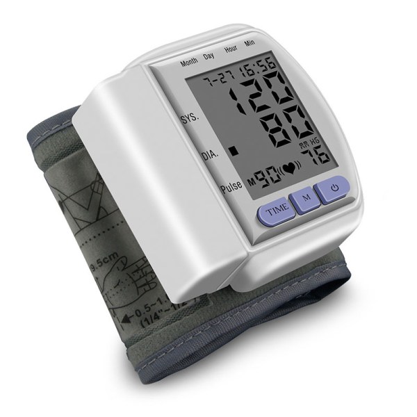 Handledsautomatisk blodtrycksmätare Klar digital storskärmsmonitor för hemmabruk Pulsmätning default