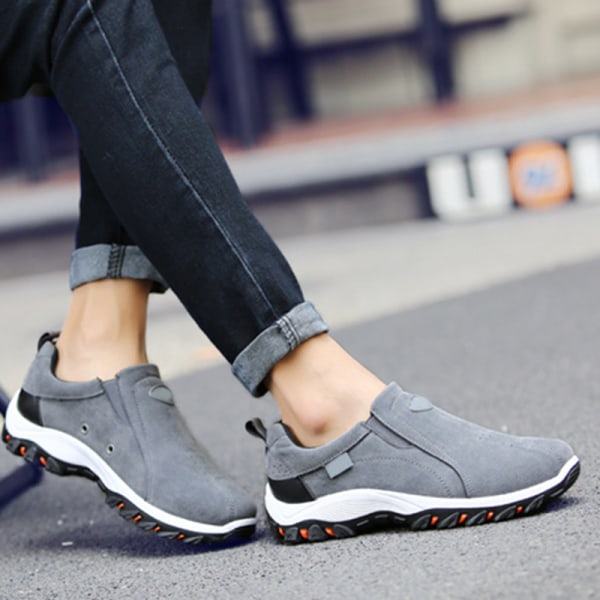 Slip-On Walking Shoes för män Casual Andas Anti Slip Skor med gummisula gray 39