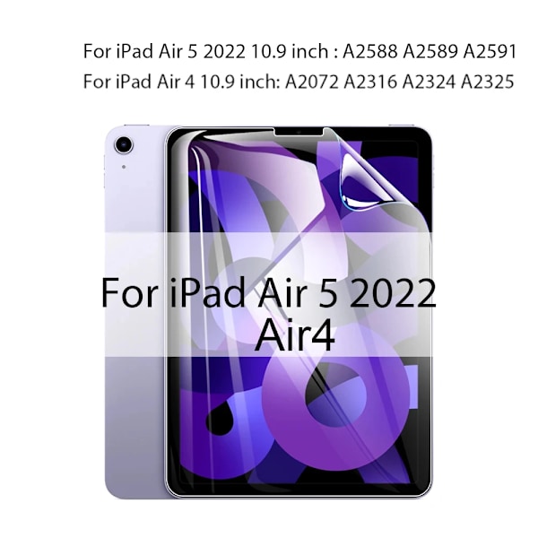 Hydrogelfilm för Ipad Pro 11 12.9 13 tum 2024 Air 5 4 3 Skärmskydd för Ipad 10:e 9:e 7:e 8:e Generationen 10.2 10.5 Mini 6 Air 4 Air 5