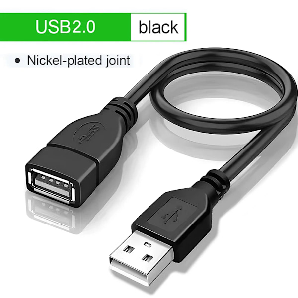 USB Förlängningskabel 0.5M 1M 1.5M USB 3.0 2.0 Hane Till Hona Snabb Dataöverföring Laddningskabel Förlängningskabel Tillbehör USB 2.0 Black 1M