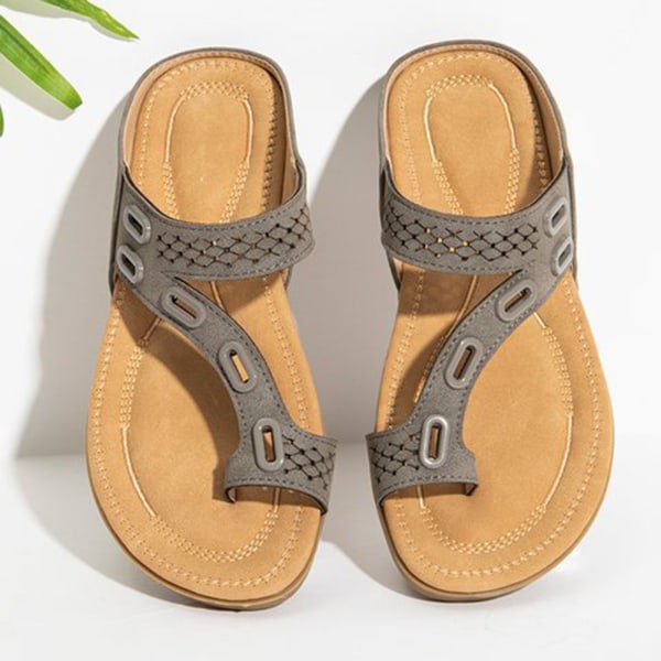 Strappy sandaler för kvinnor Retro stil Casual Flip Flops öppna tår skor blue 37