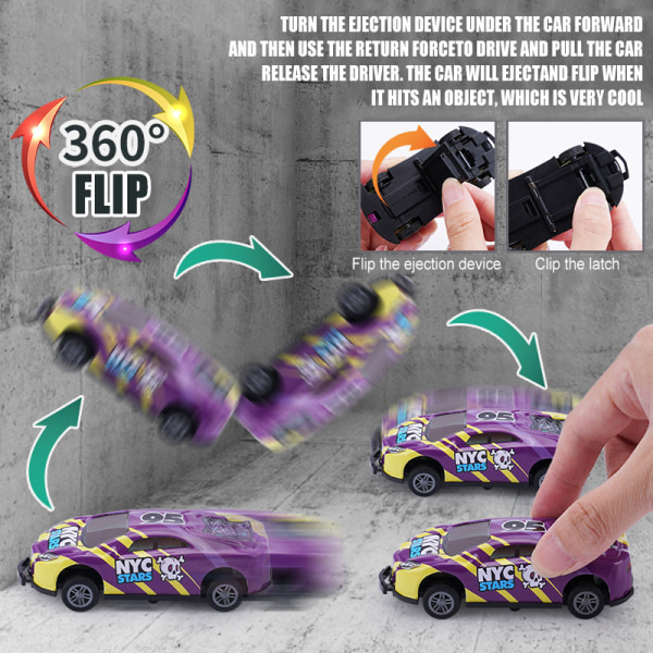 Stuntleksaksbil Mini Cartoon Dra tillbaka Billeksaker Racing Minibilar Pedagogiska leksaker Tecknad modellbil 8pcs