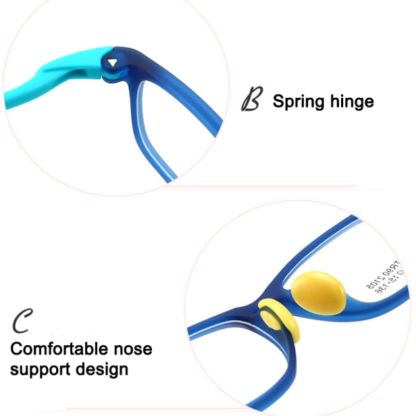 Glasögon för barn Pojkar Flickor TR90 fyrkantig flexibel båge Anti-eyestrain Anti-glare Age black orange
