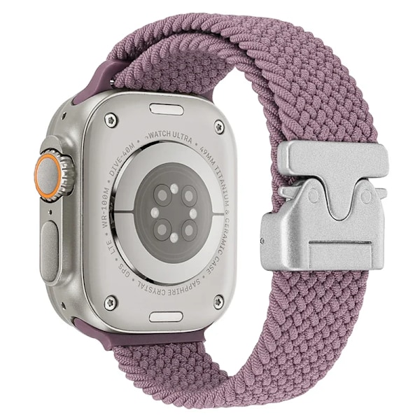 Nylonarmband för Apple Watch Ultra 2 49mm 10 42mm 46mm 9 8 7 45mm 41mm Fallskärmsflätat Bekvämt Band IWatch 6 5 4 SE Correa Smoke purple 38-40-41MM(S10-42MM)