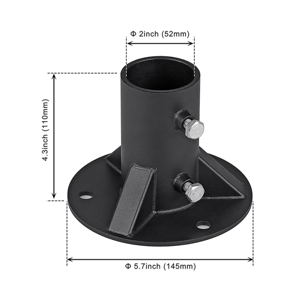 Slät svetsning Stabil monteringsstolpe Multifunktionell fast monterad stolpe för stolpehållare Pergolafästen 52mm