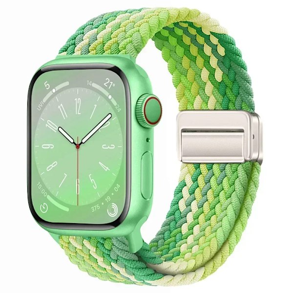 Nylonflätad Loop Rem för Apple Watch 10 9 8 7 45mm 41mm 42mm 46mm Ultra 2 49mm Magnetarmband iWatch 6 5 4 3 SE Armband Lime S10-42mm 38 40 41mm