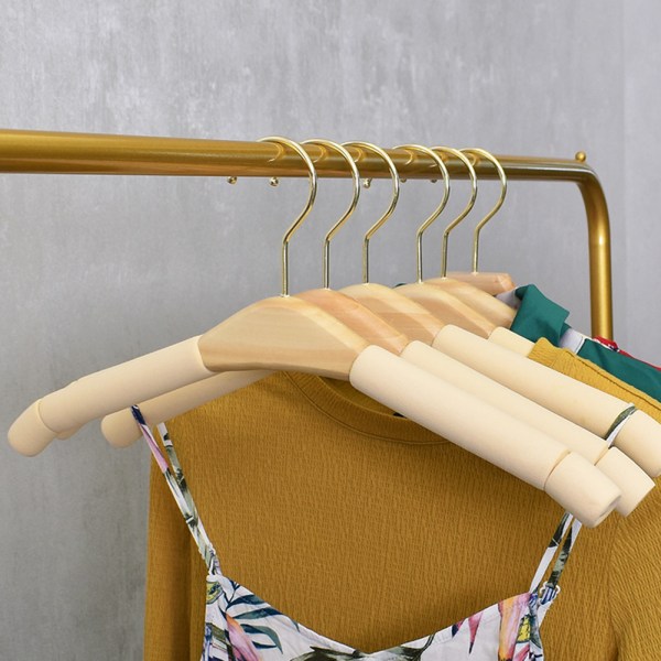 Massivt trä, halkfritt, icke-märkande klädställ för vuxen hemmabruk av svamp. beige pants rack 10pcs