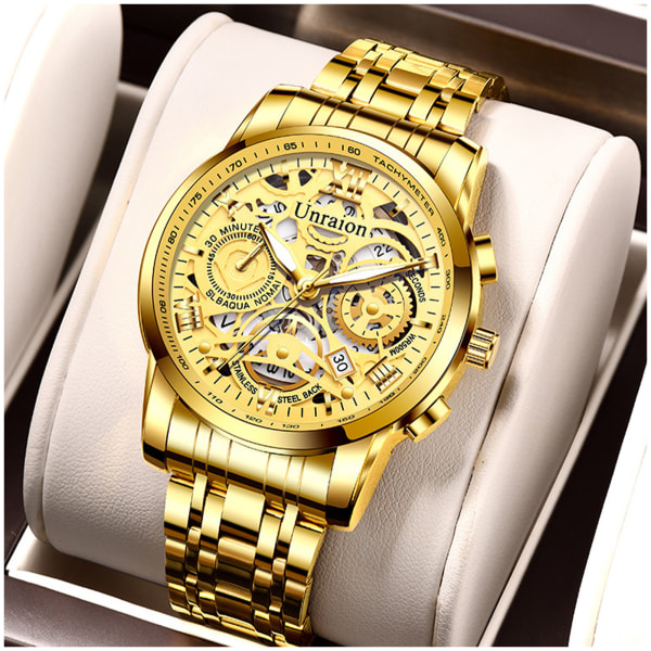 Automatisk watch för män Easy Reader Lysande watch för affärsmöte utanför kontoret gold