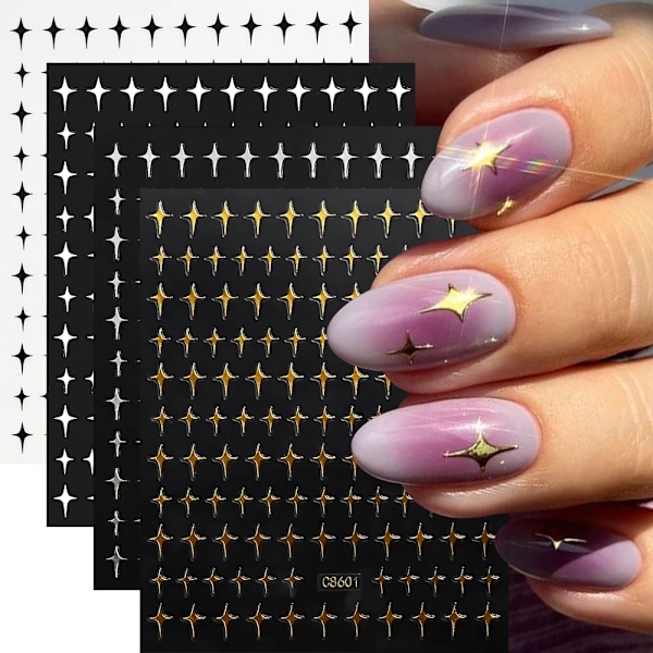 12/6/4 st Marmor 3D Nagelsticker Bronzing Våglinjer Bläck Blomstrande Sliders Blommor Fjäril Självhäftande Dekaler Manikyr Dekoration NLS286-01-S1(4pcs)