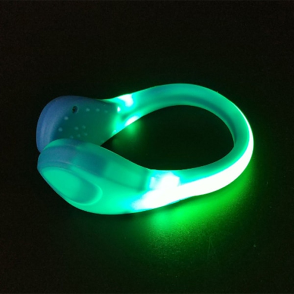 Utomhus löparljus LED självlysande skoklämma Nattsäkerhetsvarning Ljusblixt green black shell