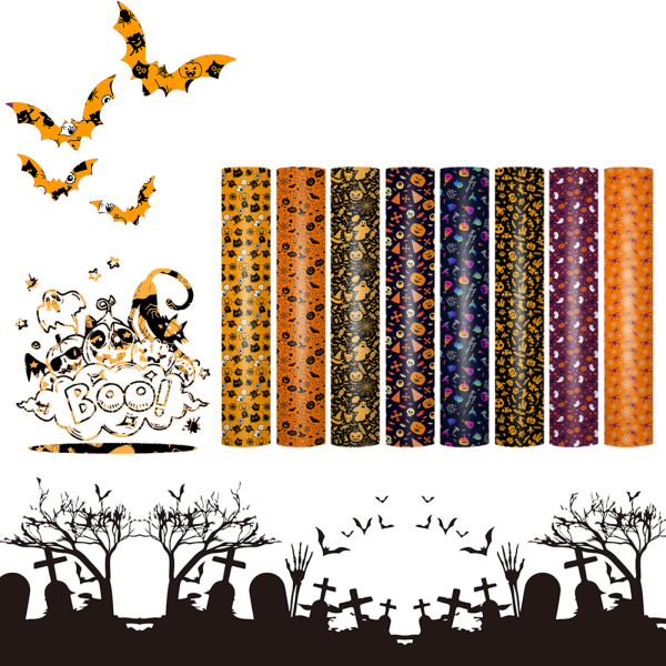 Halloween Heat Transfer Film Multipurpose DIY Cutting Heat Press Vinyl Film för 12