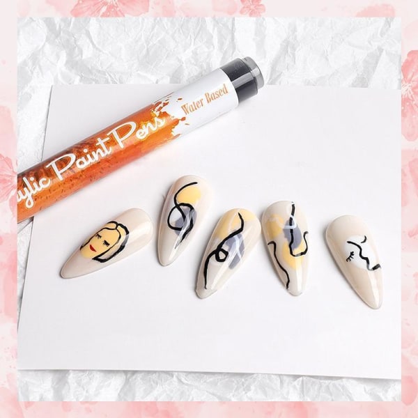Nail Art Painting Penna Snabbtorkande Akrylfärg Graffiti Penna 1mm Tips DIY Nail Beauty Tool för white