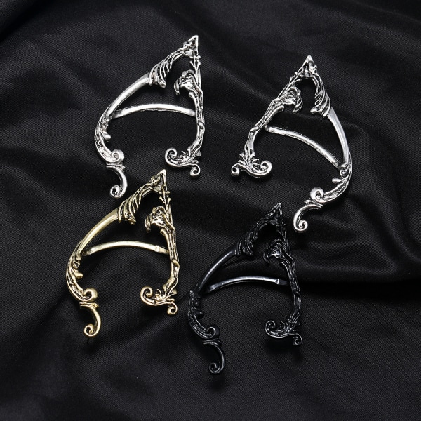 Kvinnors Elf Ear Cuffs Vintage Metal Hollowed Ear Clips gotisk stil örhängen a