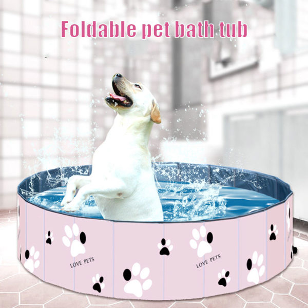 PVC Pet Pool Bärbar hopfällbar Pool Hundar Katter Badkar Hopfällbar Doggie Pool pink 80x20cm