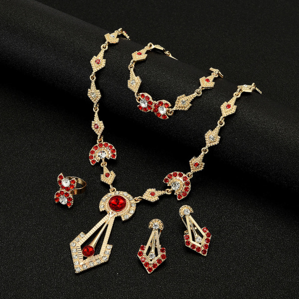 Bröllopssmycken 4 st Set Halsband Örhängen Ring Armband Kvinnor Dagliga Ornament default