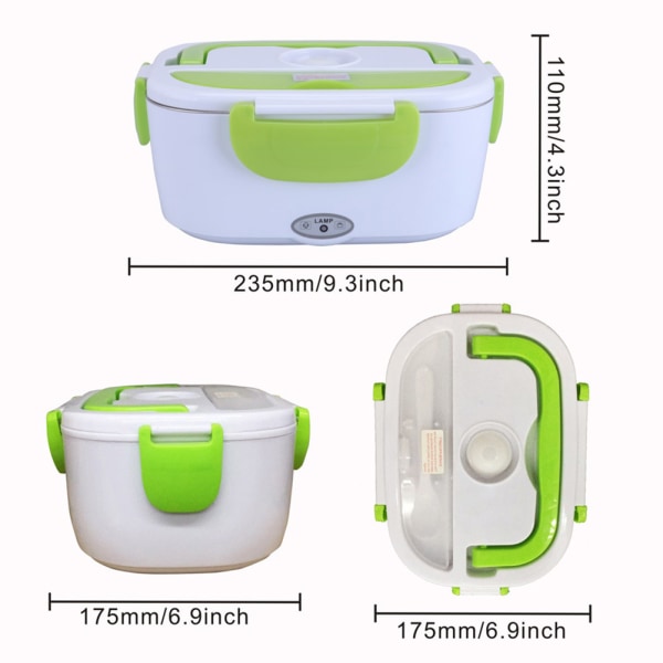 Car Electric Lunch Box Portable Food Warmer Heating Stainless Steel Container 220v blue