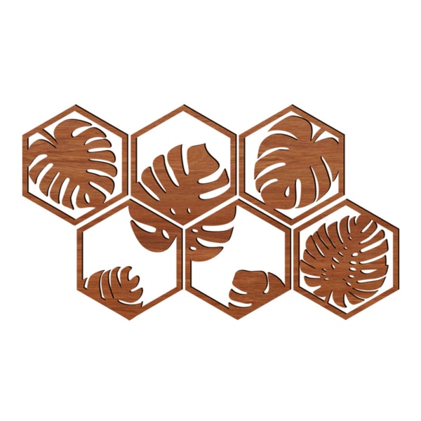 Hexagon tropisk växt Bladformade väggdekaler Väggkonst med självhäftande remsor och inga naglar Sovrum Vardagsrum Bakgrund TV default
