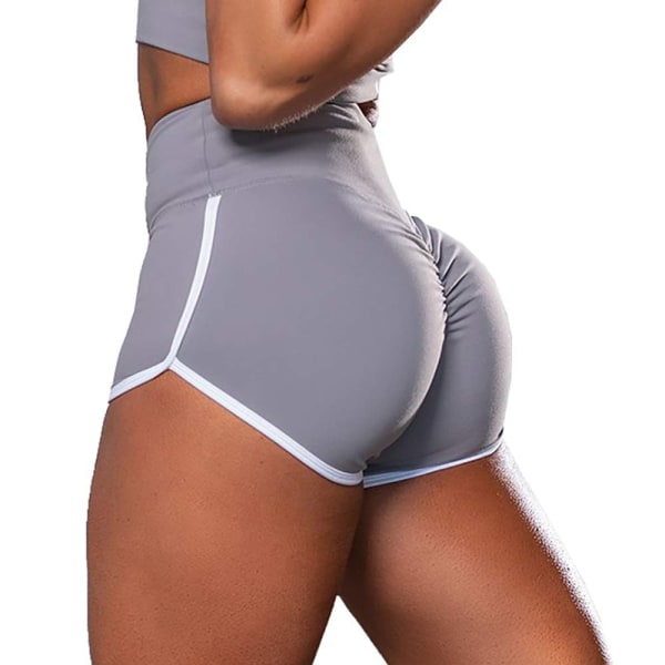 Träningsshorts för Kvinnor Booty Yogabyxor Hög Midja Butt Lifting Rynkad Scrunch Gym gray l