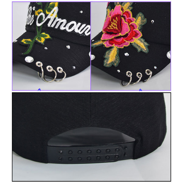 Rose Flower Brodered Dad Hat Kvinnor Män Söt Justerbar Bomull Blommig Baseball Cap white hibiscus