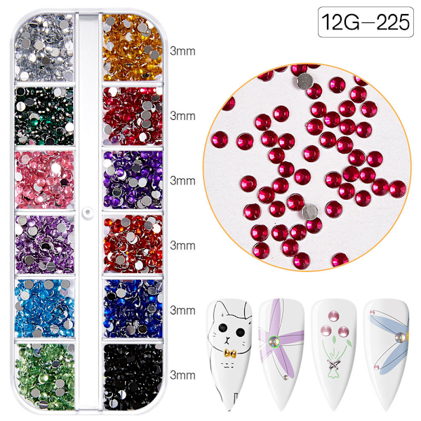 Färgglada Nail Art Rhinestones Dekorativa Nail Art DIY Kristaller Manikyr Dekor 16