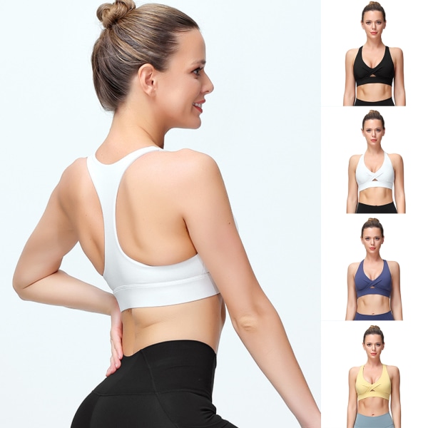 Women's Yoga Crop Top Sports BH Träningssport BH för tjejer med ventilerande kupor black l