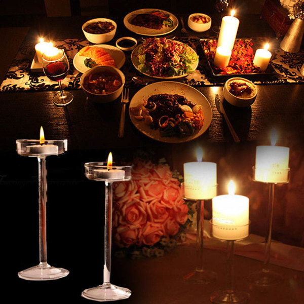 Europeisk hög ljusstake glasljusstake romantisk middagsdekoration 11cm