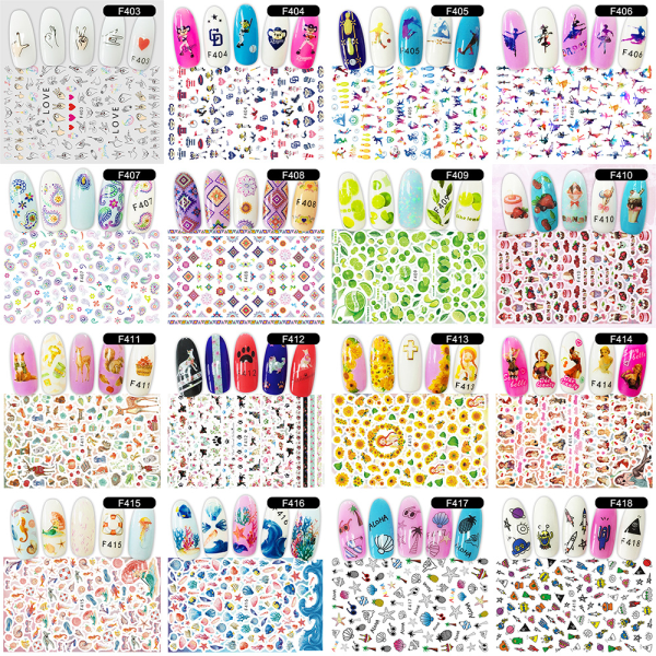 Bohemian Totem Smudge Flower Nail Sticker Nageldekal Applikation Manikyr Nail Art f401